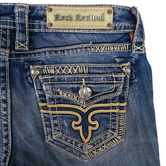 27x34 Rock Revival Holly Boot Stretch Denim Jeans Big Stitch Embellished - Picture 1 of 8